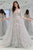 Elegant Grey Star Floral Tulle Long Sleeves A Line Senior Prom Dress Evening Dress OHC385 | Cathyprom