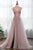 A-line Spaghetti Straps See Through Sleeveless Beading Long Tulle Prom Dress With Slit Evening Dress OHC296 | Cathyprom