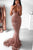 Mermaid Sequins V Neck Sweep Train Backless Long Sequins Prom Dresses OHC522