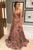 A-Line Sweetheart Sweep Train Blush Printed Chiffon Prom Dress with Beading Z39