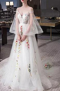 Beautiful Spaghetti Straps Sweep Train Long Sleeves Wedding Dresses Bridal Gown OHD112 | Cathyprom