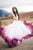 Two Piece Bateau Sweep Train Fuchsia Dyed Chiffon Wedding Dress OHD020 | Cathyprom