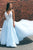 A Line V-neck Open Back Criss-Cross Straps Prom Dresses Sleeveless Long Tulle Embroidery Prom Dress OHC245 | Cathyprom