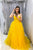 Customize Dress A Line Spaghetti Strap Sweetheart Sleeveless Long Yellow Tulle Prom Dress Formal Dress OHC330 | Cathyprom