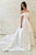 A-Line Off-the-Shoulder Sweep Train White Satin Wedding Dress OHD072 | Cathyprom