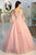 A Line Long Sleeves Pearl Pink Ball Gown Off the Shoulder Long Floral Fairy Prom Dresses PD20