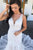 Mermaid  V Neck Chapel Train White Long Wedding Dresses Appliques OHD099 | Cathyprom