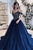 Elegant Navy Blue Tulle Off Shoulder Long Princess Formal Prom Dress Evening Gown OHC372 | Cathyprom
