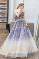 A Line Strapless Floor Length Appliques Long Tulle Prom Dress OHC546