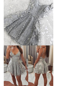Charming Lace Spaghetti Straps Short Prom Dress Cheap Homecoming Dress OHM005 | Cathyprom