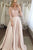 Two Piece Crew 3/4 Sleeves Floor-Length Pink Prom Dress with Lace Pockets LPD80 | Cathyprom