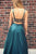 A-Line Scoop Backless Sweep Train Dark Green Satin Prom Dress with Pockets LPD82 | Cathyprom