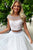 Simple Two Pieces White Lace Long Prom Dress With Beadings CMS211202