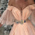 Peach Pink Beaded Lace Off Shoulder Side Slit Gown Prom Dress DB5496