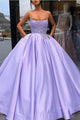 Luxury Prom Dresses Ball Gown Spaghetti Straps Sleeveless Appliques Beading Long Satin Prom Dress OHC246 | Cathyprom