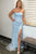 Light Sky Blue Strapless Mermaid Appliqued Long Prom Dresses BP1498