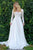 A-Line V-Neck Long Sleeves Sweep Train Wedding Dress with Appliques OHD066 | Cathyprom