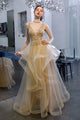 V Neck A Line Floor Length Tulle Rhinestone Prom Dresses Party/Evening Dresses OHC527
