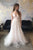 A-Line V-Neck Sweep Train Pearl Pink Wedding Dress with Appliques OHD060 | Cathyprom