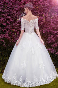 Charming Ball Gown Tulle Wedding Dresses Off The Shoulder Lace Wedding Dress Gown Bridal Gown OHD197
