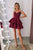 Chic Spaghetti Straps Burgundy Homecoming Dresses with Appliques OHM029 | Cathyprom
