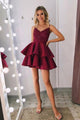 Chic Spaghetti Straps Burgundy Homecoming Dresses with Appliques OHM029 | Cathyprom