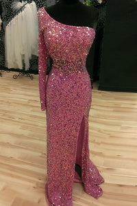Fancy One-Shoulder Mermaid Illusion Back Prom Dress Evening Gowns LPD68 | Cathyprom