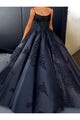 Sparkly Ball Gown Spaghetti Straps Floor Length Sleeveless Appliques Long Satin Prom Dress OHC220 | Cathyprom