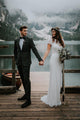 Sheath Crew Short Sleeves Floor-Length White Lace Wedding Dress OHD061 | Cathyprom