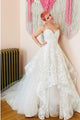 A-Line Sweetheart Sweep Train Wedding Dress with Appliques OHD083 | Cathyprom