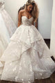 A-Line Sweetheart Sweep Train Wedding Dress with Appliques OHD064 | Cathyprom