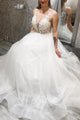Ball Gown V Neck White Lace Wedding Dresses Bohemian Wedding Gown Custom Made Bridal Gown OHD189