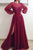 Sparkly A-line Long Sleeve Prom Dresses Long Burgundy Lace Beading Slit Tulle Prom Dress OHC256 | Cathyprom