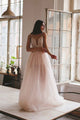 A-Line Spaghetti Straps Split Beaded Sleeveless Tulle Wedding Dress with Appliques OHD116 | Cathyprom