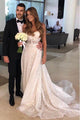 A-Line Sweetheart Sweep Train Wedding Dress with Appliques OHD065 | Cathyprom
