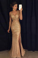 Sexy Sheath/Column Straps Floor Length Sleeveless Long Tulle Prom Dress Evening Dress Slit OHC125 | Cathyprom