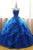 Chic Ball Gowns Strapless Royal Blue Sleeveless Beading Applique Long Tulle Prom Dress Evening Dress OHC279 | Cathyprom