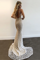 Charming Lace Mermaid Backless Beaded V-Neck Tulle Dresses MPD1