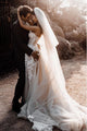 Modest Sweetheart Court Train Sleeveless Tulle Wedding Dress with Appliques OHD118 | Cathyprom