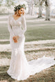 Mermaid V-Neck Backless Long Sleeves Lace Wedding Dress OHD022 | Cathyprom