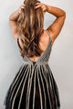 A Line Spaghetti Straps Black Short Homecoming Dresses Beading OHM077 | Cathyprom