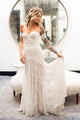Romantic Simple Off-the-shoulder Sweep Train Long Tulle Beach Bridal Gown Wedding Dresses OHD145 | Cathyprom