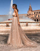 Sequins A-Line Spaghetti Straps V-Neck Evening Dress XK6142