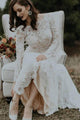 Long Sleeves Vintage Wedding Dress Backless Rustic Lace Wedding Dress OHD212