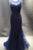 Mermaid Jewel Open Back Sweep Train Navy Blue Prom Dress with Beading P74 | Cathyprom