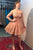 A Line Off the Shoulder Long Sleeves Homecoming Dresses with Appliques OHM026 | Cathyprom