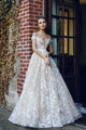 Beautiful A-line Scoop Sweep/Brush Train Sleeveless Long Tulle Bridal Gown Wedding Dresses with Appliques OHD169 | Cathyprom