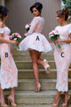 Ball Gown V-Neck Long Sleeves Short Pink Lace Bridesmaid Dress OHS044 | Cathyprom