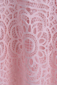A-Line Spaghetti Straps Sleeveless Asymmetry Pink Lace Bridesmaid Dress OHS008 | Cathyprom