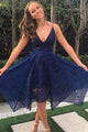 A-Line Spaghetti Straps Sleeveless Asymmetry Pink Lace Bridesmaid Dress OHS008 | Cathyprom